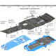 Защита картера, КПП (композит 8 мм) для BMW X3 G01 2017-н.в. (V - 20d, 30I, привод 4x4), BMW X4 G02 2018-н.в. (V - все) (2 части)