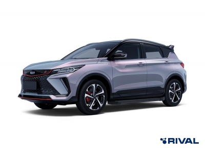 Порог-площадка "Black" F173ALB + комплект крепежа для Geely Coolray SX11 2023-н.в., Belgee X50 2023-н.в.
